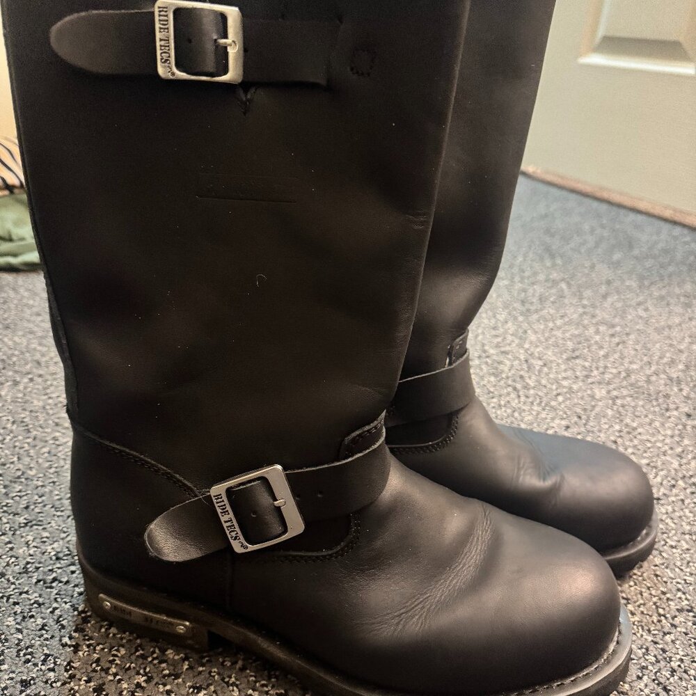 RIDE TECS MOTORCYCLE ENGINEER BOOTS MEN'S SIZE 9 HARDLY WORN 16 INCHES TALL